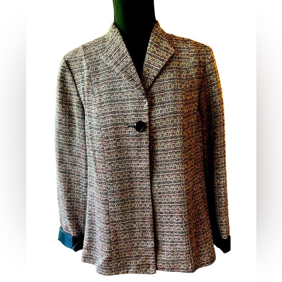 Sag Harbor Women's Tweed Blazer - Navy and Pink - Picture 6 of 6